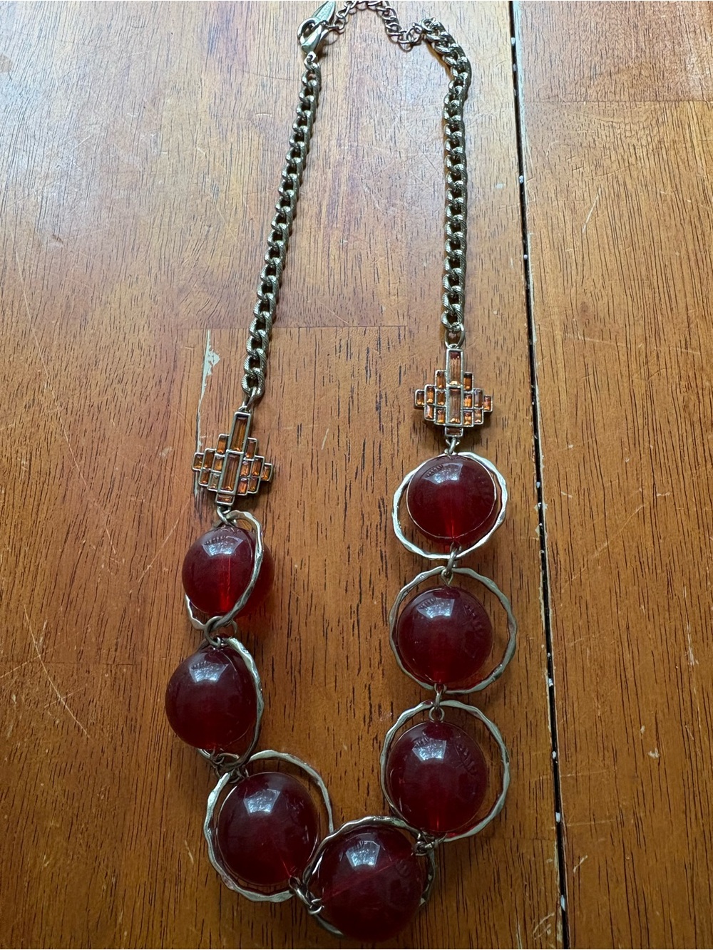 Coldwater Creek Deep Red Bead Link Necklace